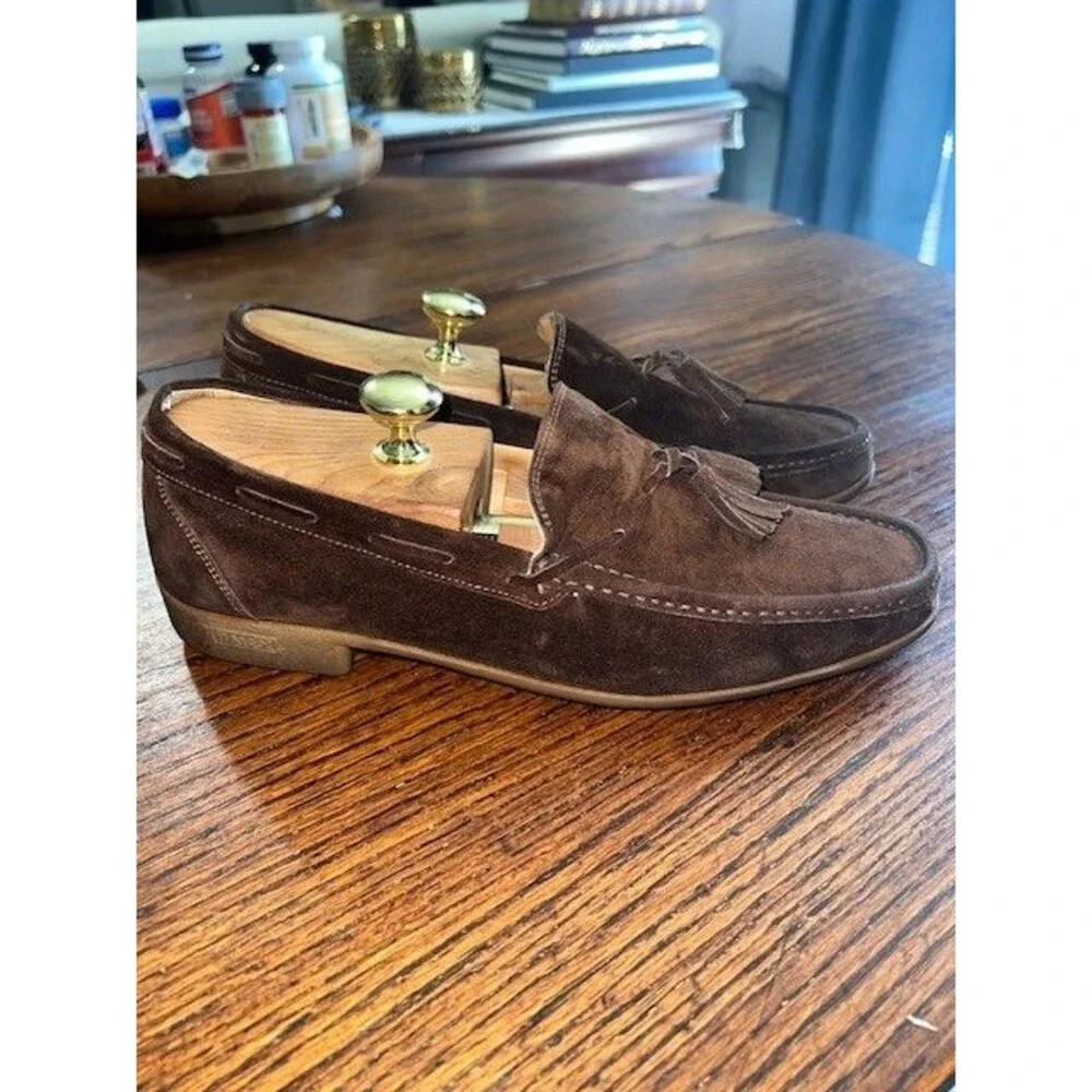 Bally “Carmel” Chocolate Brown Suede Tassel Loafers Men’s Size 9M